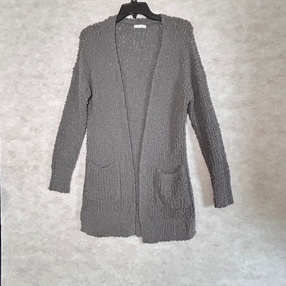 Maurices Gray Cardigan Small S Cozy Knit Open Front Pockets Womens Sweater‎